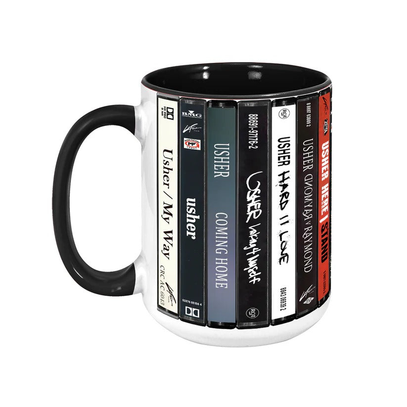 Usher Albums Cassette Collection Retro Accent Mug