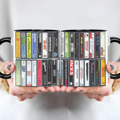 80s Singles Cassette Collection Retro Accent Mug