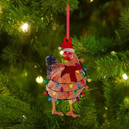 Christmas Chicken Acrylic Ornament - Gift For Chicken Lover's