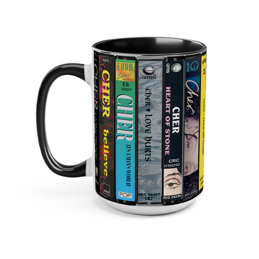Cher Albums Cassette Collection Retro Accent Mug
