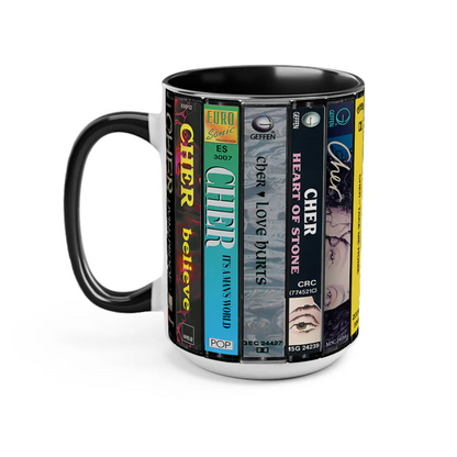 Cher Albums Cassette Collection Retro Accent Mug
