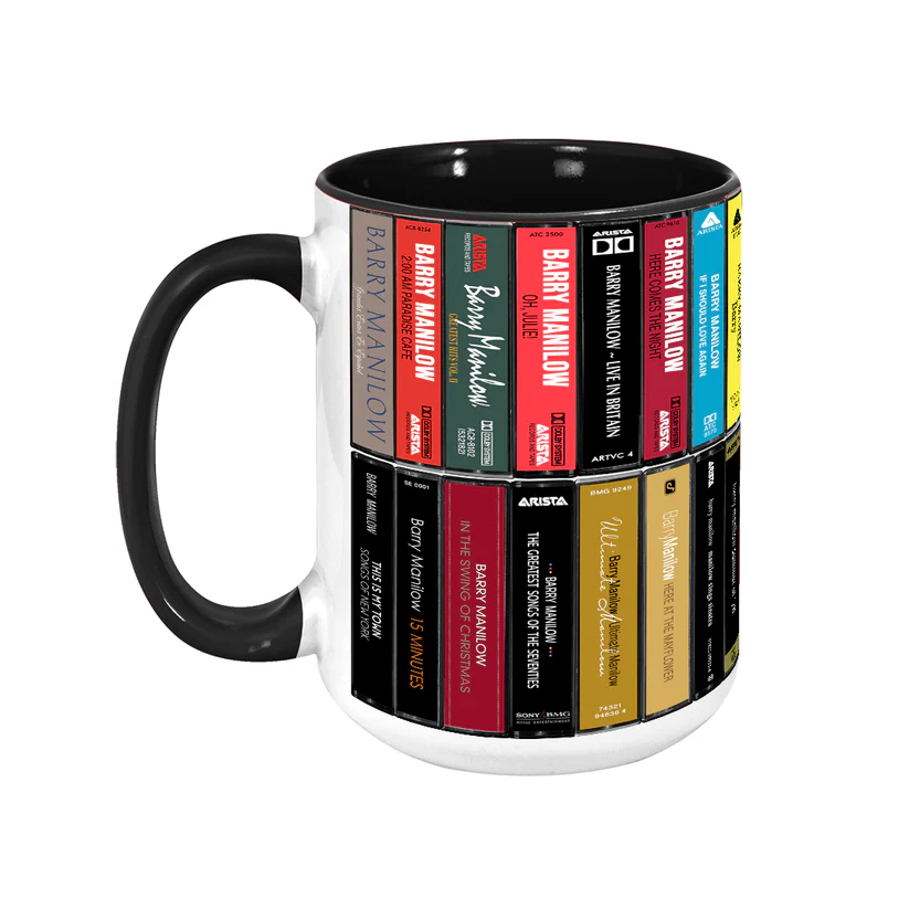Barry Manilow Albums Cassette Collection Retro Accent Mug