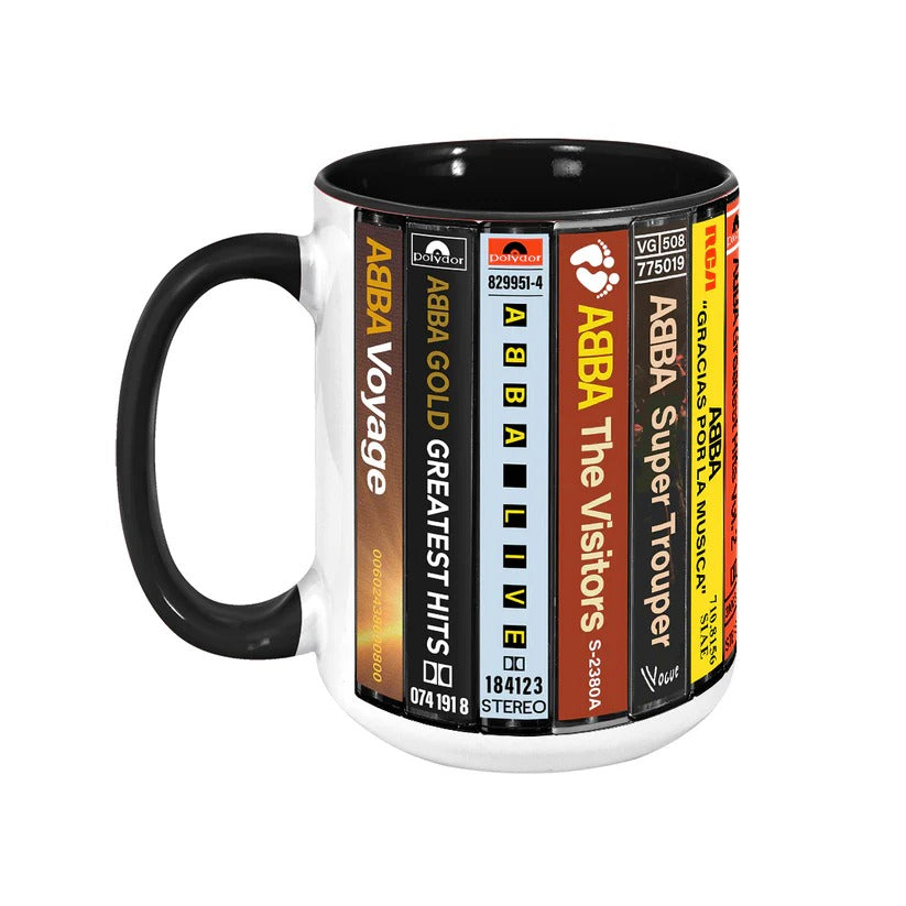 ABBA Albums Cassette Collection Retro Accent Mug