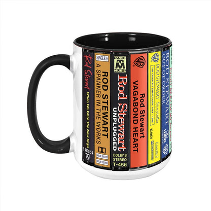 Rod Stewart Albums Cassette Collection Retro Accent Mug