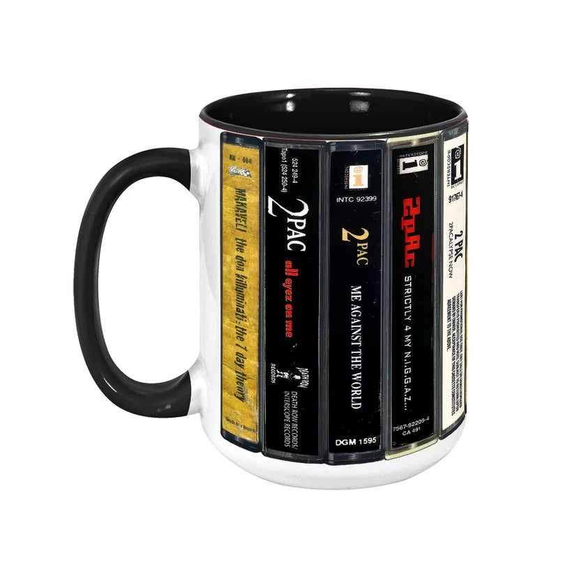 Tupac Albums Cassette Collection Retro Accent Mug