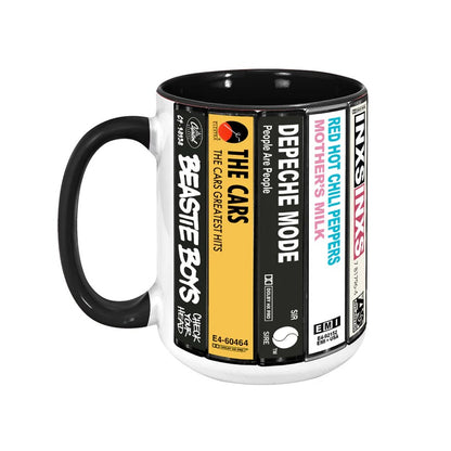 80's Rock Albums Cassette Collection Retro Accent Mug