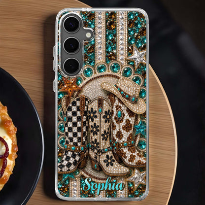 Western Spirit Cowgirl Boots, Personalized Clear Phone Case, Gift For Her