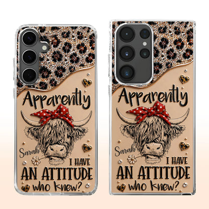 Apparently I Have An Attitude, Personalized Clear Phone Case, Gift For Her
