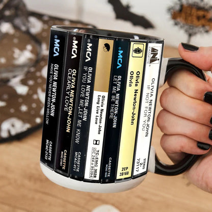 Olivia Newton-John Albums Cassette Collection Retro Accent Mug