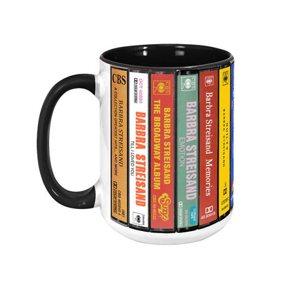 Barbra Streisand Albums Cassette Collection Retro Accent Mug