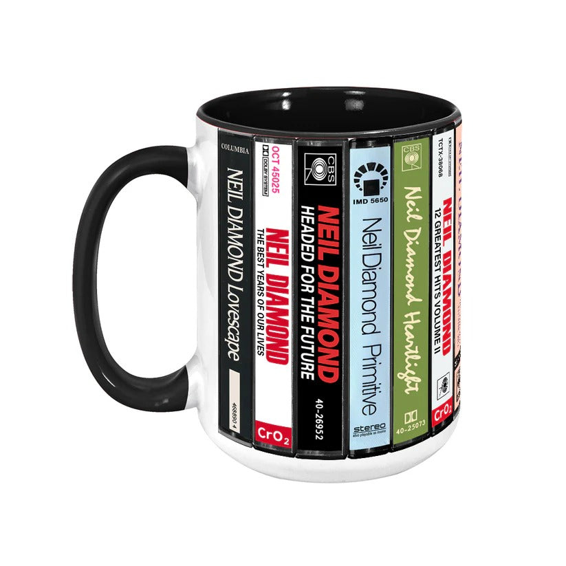 Neil Diamond Albums Cassette Collection Retro Accent Mug