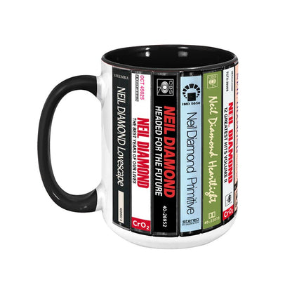 Neil Diamond Albums Cassette Collection Retro Accent Mug