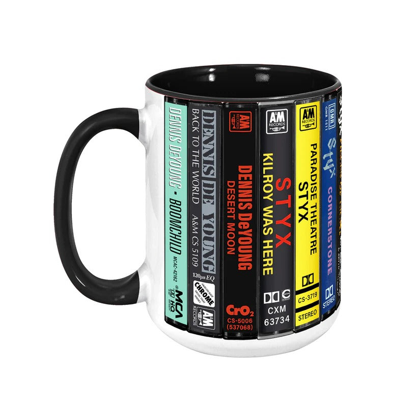 Styx & Dennis DeYoung Albums Cassette Collection Retro Accent Mug