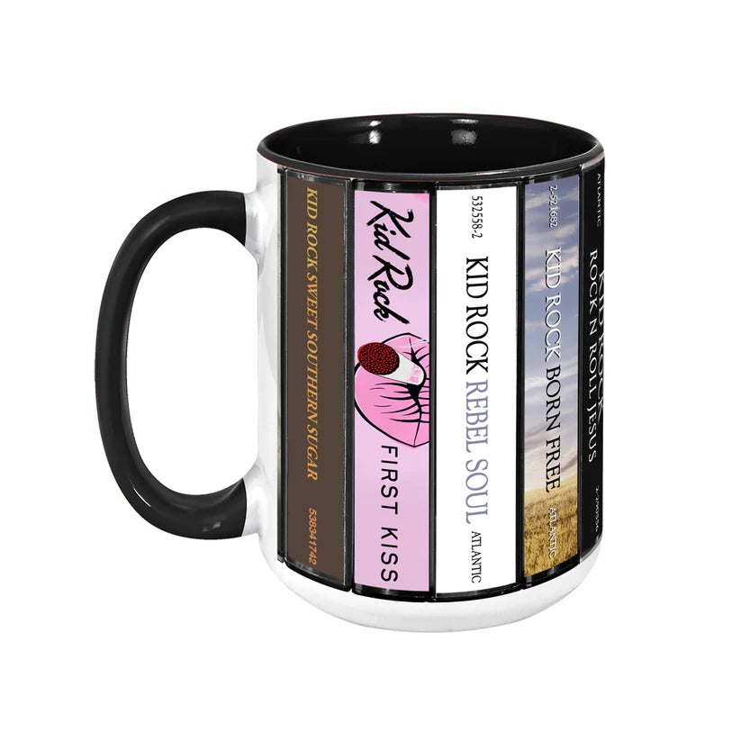 Kid Rock Albums Cassette Collection Retro Accent Mug