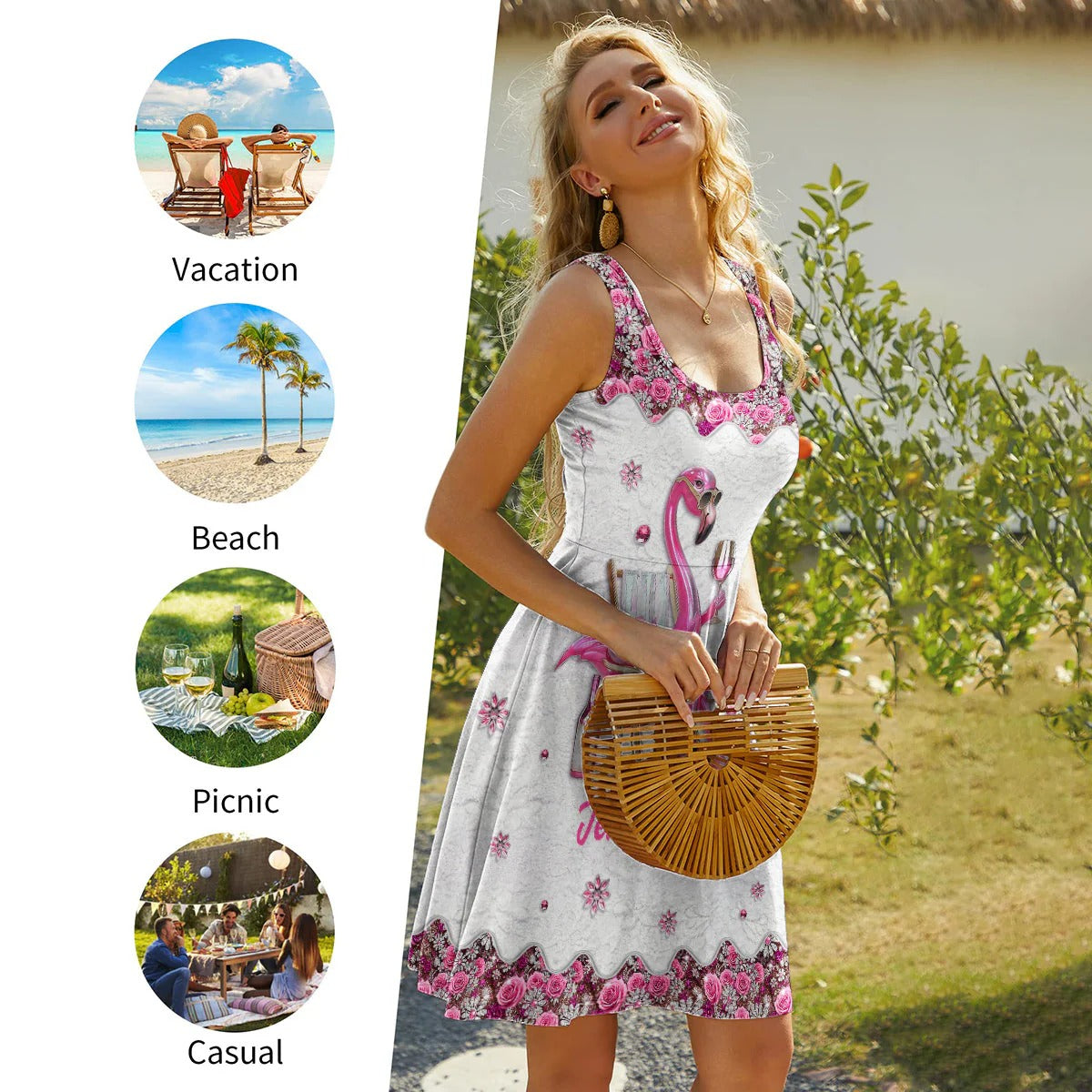 Be a Flamingo In a Flock of Pigeons - Personalized Sleeveless Dress