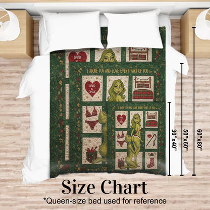Naughty Green Love - Personalized Couple Blanket