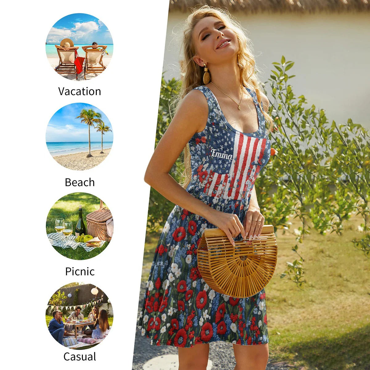 Red White and Feral - Personalized Sleeveless Dress