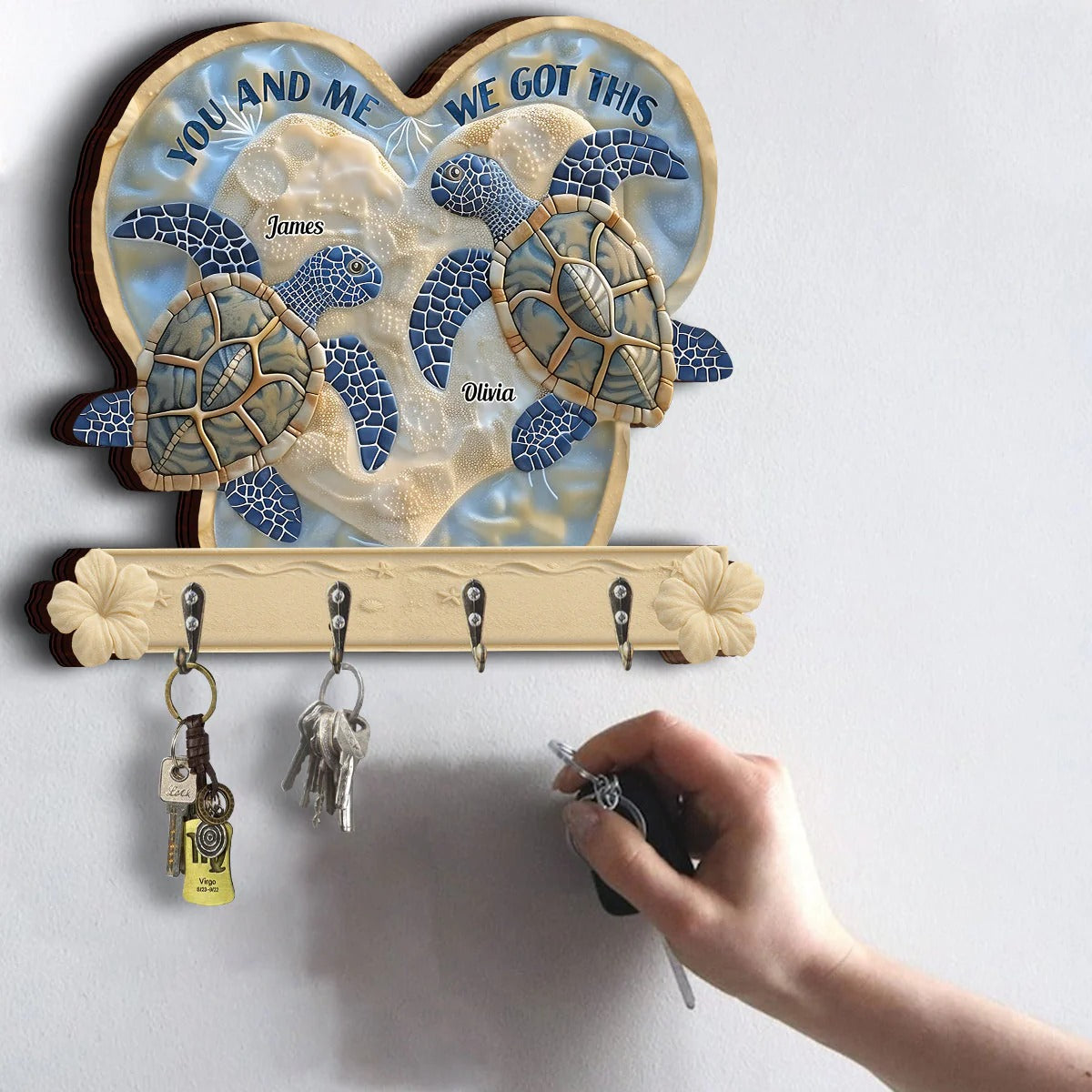 Couple Turtle You And Me - Personalized Turtle Custom Shaped Key Rack