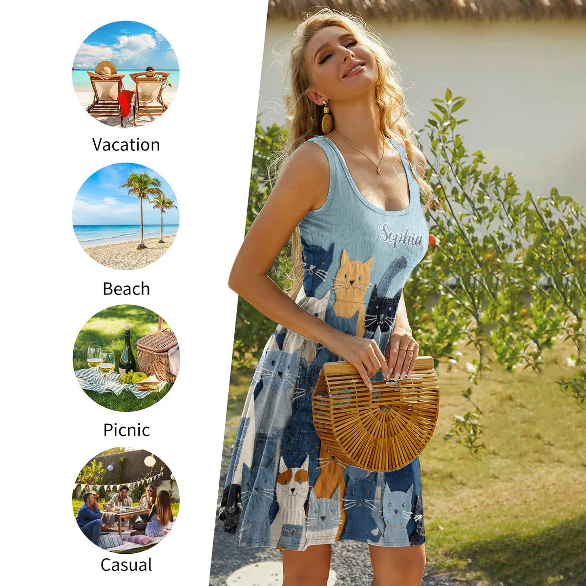 Just A Girl Who Loves Cats - Personalized Sleeveless Dress