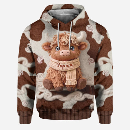 Cute Highland Cow - Personalized Hoodie and Leggings