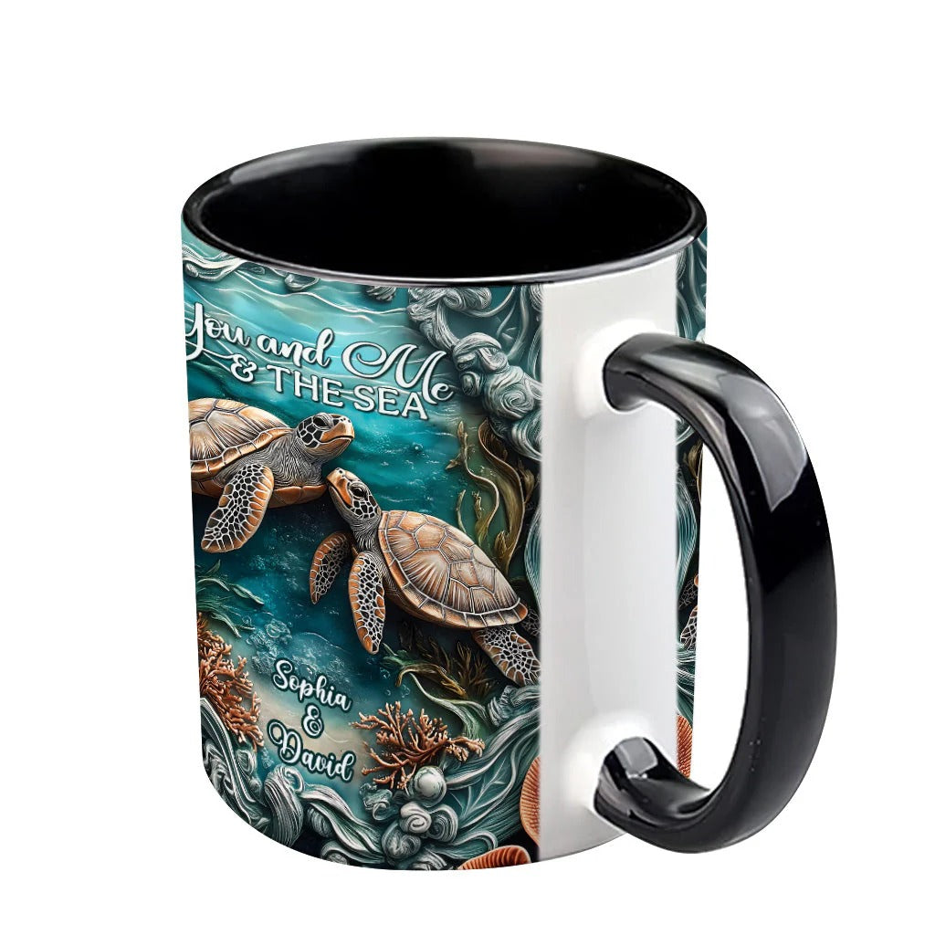 You And Me And The Sea, Personalized Turtle Accent Mug