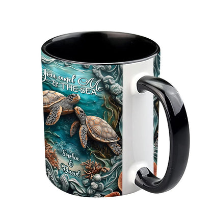 You And Me And The Sea, Personalized Turtle Accent Mug