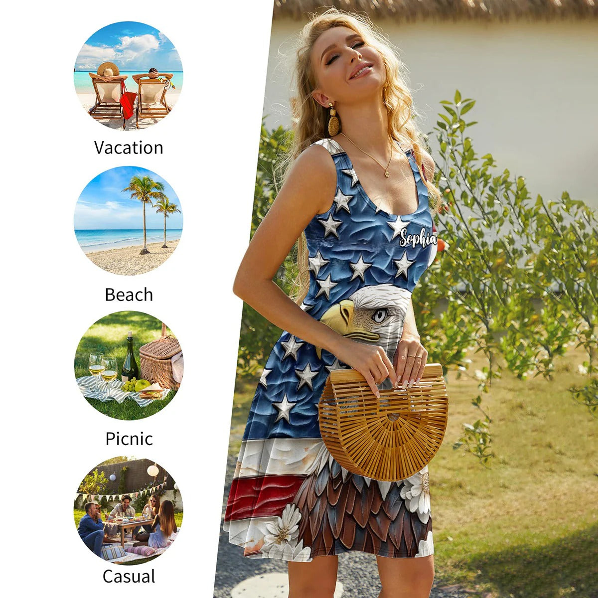 God Bless America - Personalized Sleeveless Dress