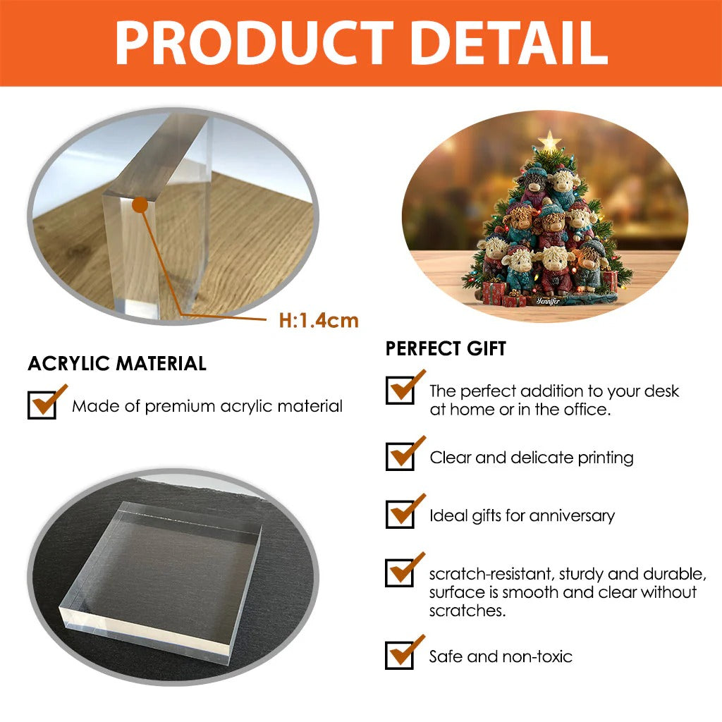 Christmas Highland Cow - Personalized Custom Shaped Acrylic Plaque