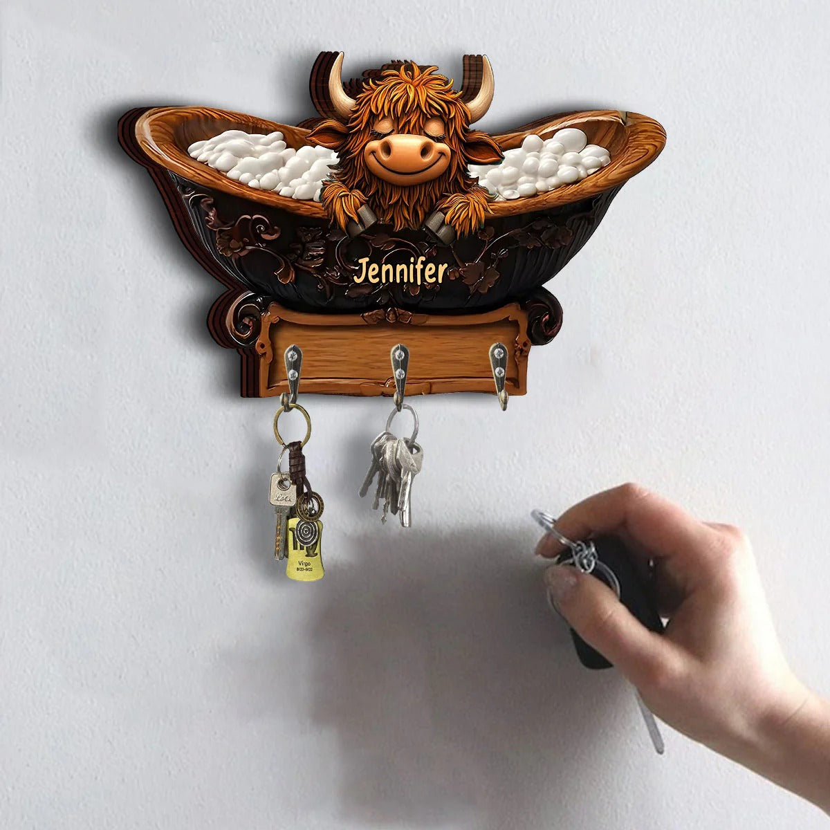 Cute Highland Cow - Personalized Custom Shaped Key Rack