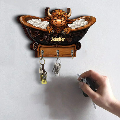 Cute Highland Cow - Personalized Custom Shaped Key Rack