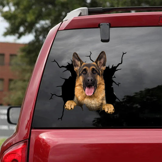 German shepherd crack car Sticker, Dog Decal