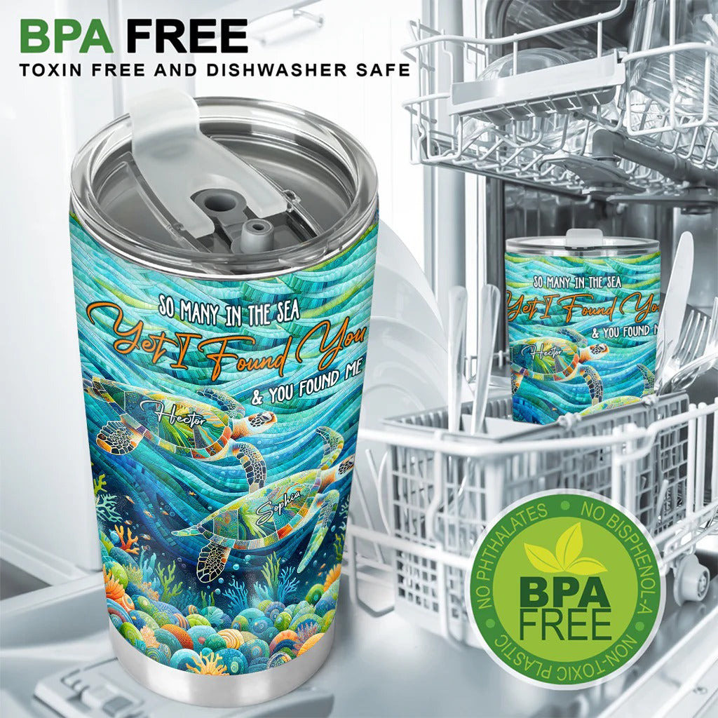 You & Me And The Sea, Personalized Turtle Tumbler