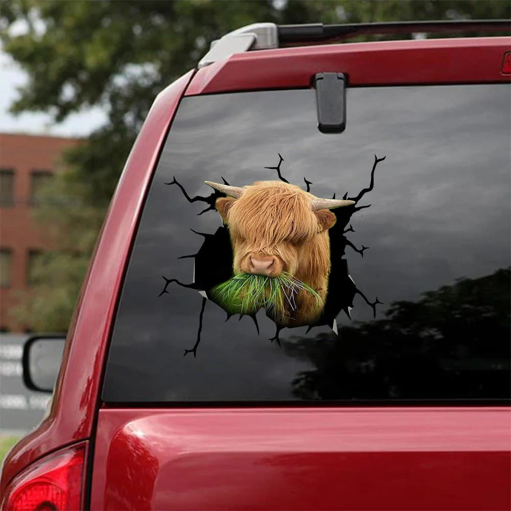 Cow Crack Car Sticker, Cow Sticker, Decal