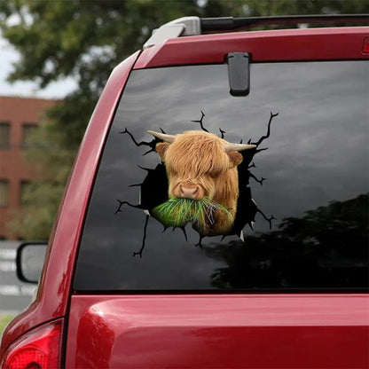 Cow Crack Car Sticker, Cow Sticker, Decal