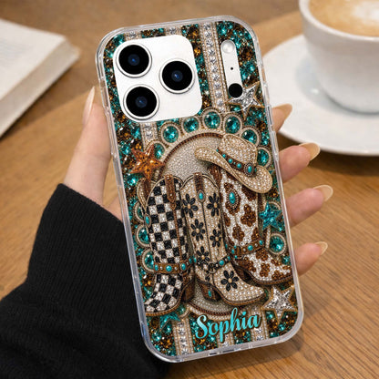 Western Spirit Cowgirl Boots, Personalized Clear Phone Case, Gift For Her