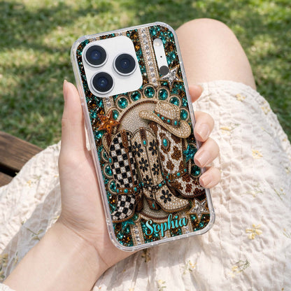 Western Spirit Cowgirl Boots, Personalized Clear Phone Case, Gift For Her