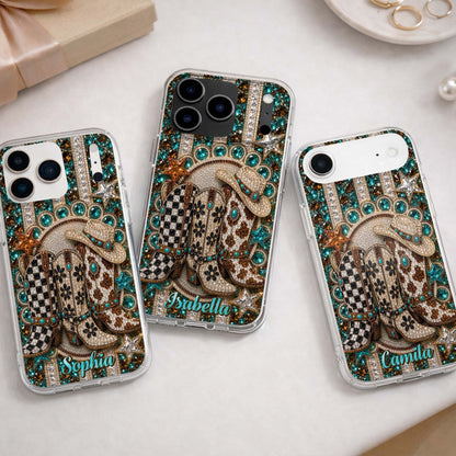 Western Spirit Cowgirl Boots, Personalized Clear Phone Case, Gift For Her
