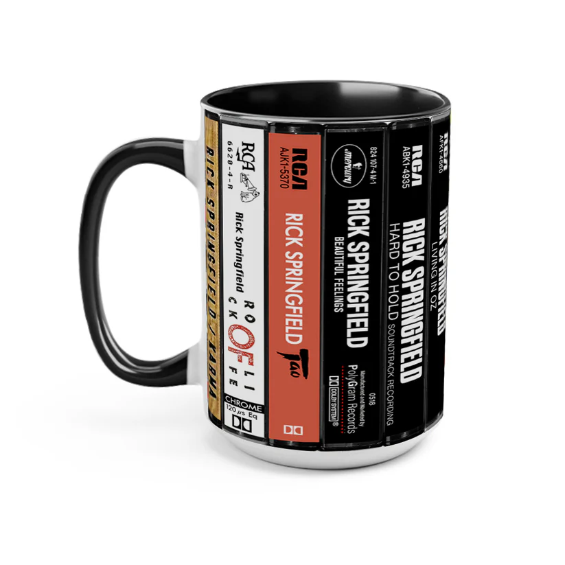 Rick Springfield Albums Cassette Collection Retro Accent Mug