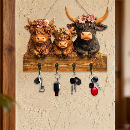 Cute Highland Cow -  Custom Shaped Key Rack