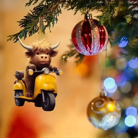 Highland Cow Cute Christmas Acrylic Ornament - Gift For Cow Lover's