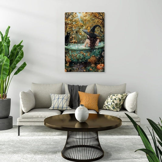Witch Canvas, Witch Halloween Poster, Wall Decor