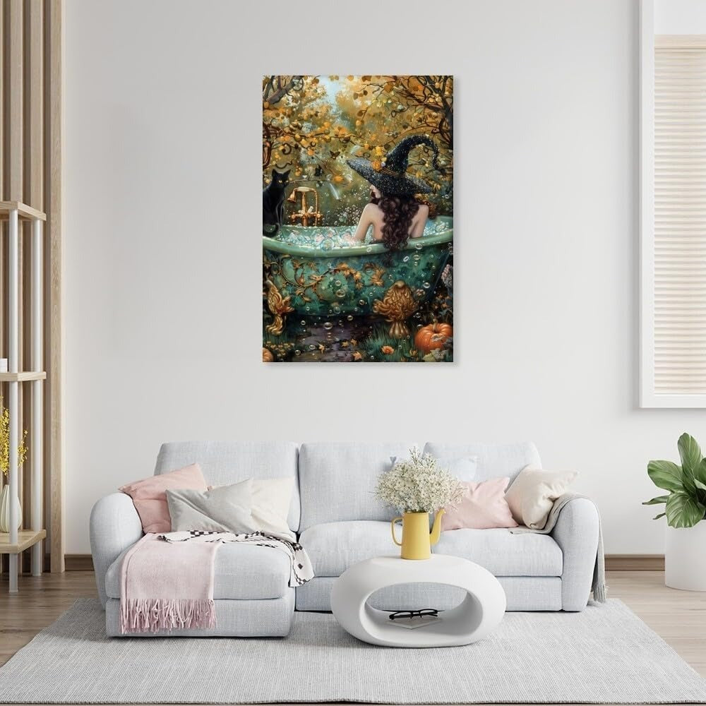 Witch Canvas, Witch Halloween Poster, Wall Decor