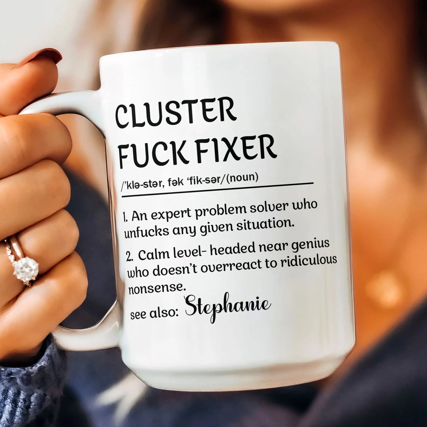 Funny Mug - Cluster F_Ck Fixer Problem Solver - Personalized Mug