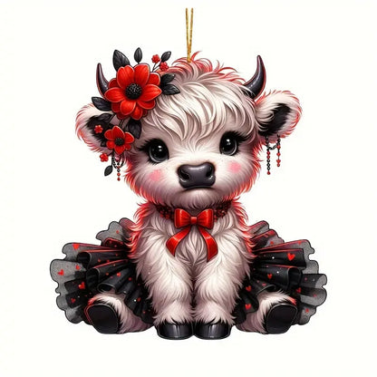 Adorable Highland Cow Acrylic Ornament - Gift For Cow Lover's