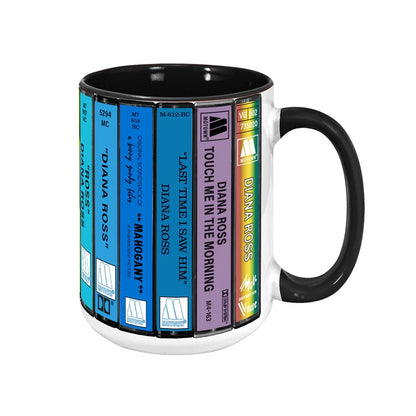 Diana Ross Albums Cassette Collection Retro Accent Mug