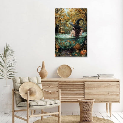 Witch Canvas, Witch Halloween Poster, Wall Decor