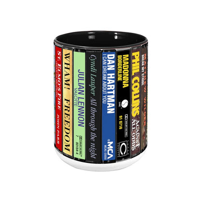 80s POP Singles Collection Albums Cassette Collection Retro Accent Mug