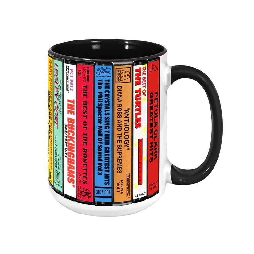60s Pop Albums Cassette Collection Retro Accent Mug