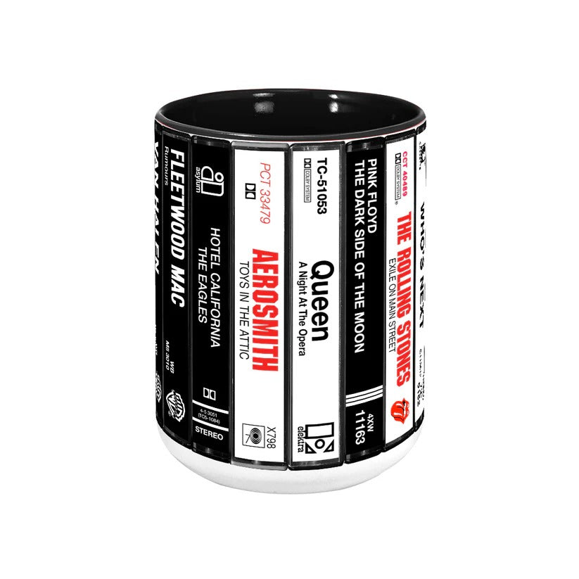 Classic Rock Band Cassette Collection Retro Accent Mug