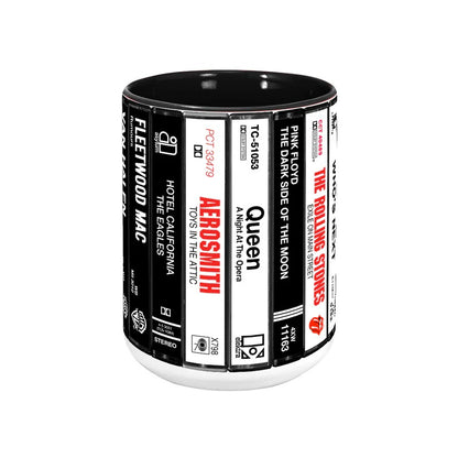 Classic Rock Band Cassette Collection Retro Accent Mug
